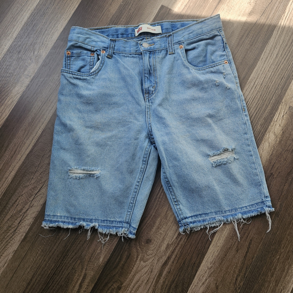 Levi's Light Wash Distressed Denim Shorts